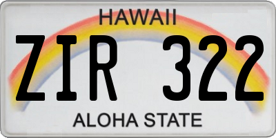 HI license plate ZIR322