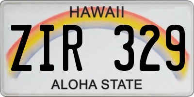 HI license plate ZIR329