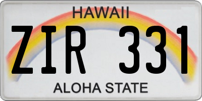 HI license plate ZIR331