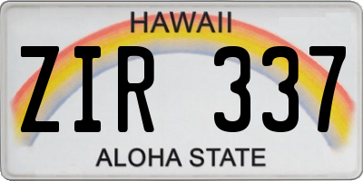 HI license plate ZIR337