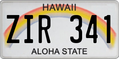 HI license plate ZIR341