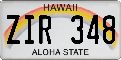 HI license plate ZIR348