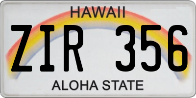 HI license plate ZIR356