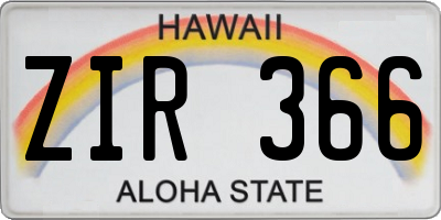 HI license plate ZIR366