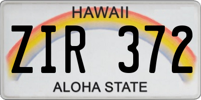 HI license plate ZIR372