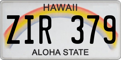 HI license plate ZIR379