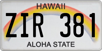 HI license plate ZIR381