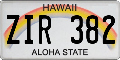 HI license plate ZIR382