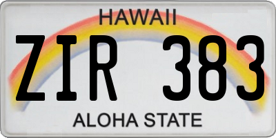HI license plate ZIR383