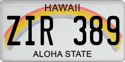 HI license plate ZIR389