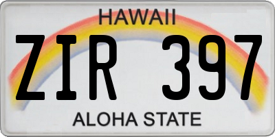 HI license plate ZIR397