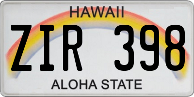 HI license plate ZIR398
