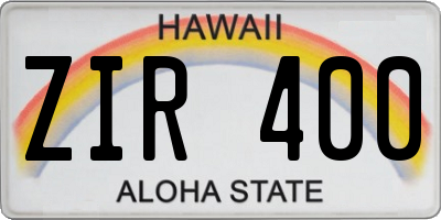 HI license plate ZIR400