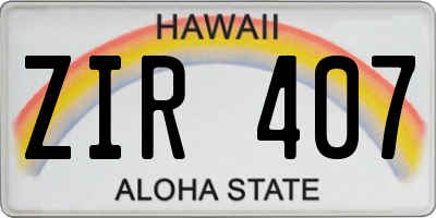 HI license plate ZIR407