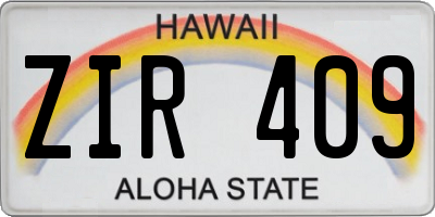HI license plate ZIR409