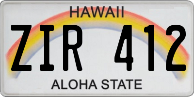 HI license plate ZIR412