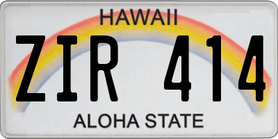 HI license plate ZIR414