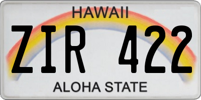 HI license plate ZIR422