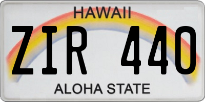 HI license plate ZIR440