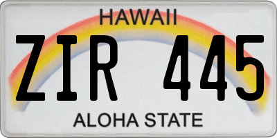 HI license plate ZIR445