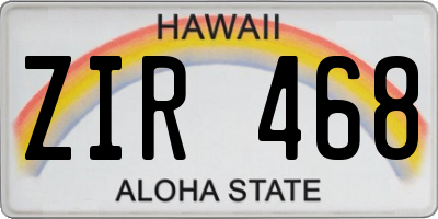 HI license plate ZIR468