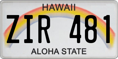 HI license plate ZIR481