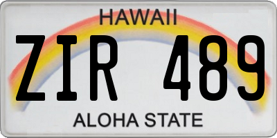 HI license plate ZIR489