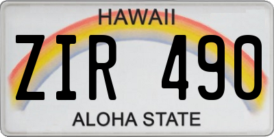 HI license plate ZIR490