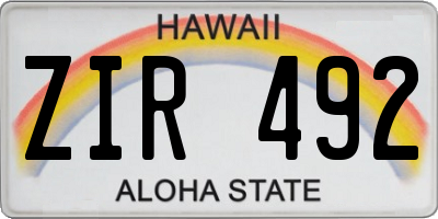 HI license plate ZIR492