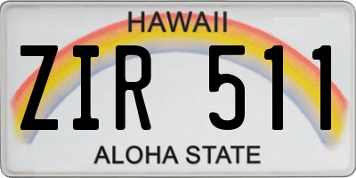 HI license plate ZIR511