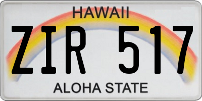 HI license plate ZIR517