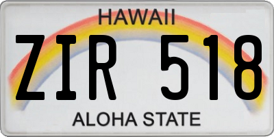 HI license plate ZIR518