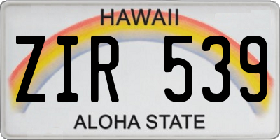 HI license plate ZIR539