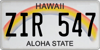 HI license plate ZIR547