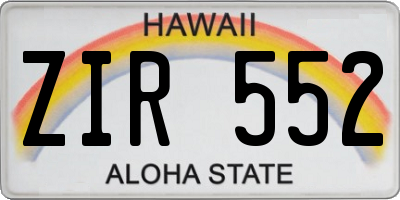 HI license plate ZIR552