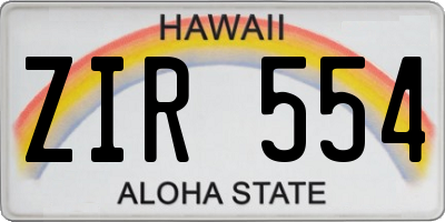 HI license plate ZIR554