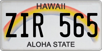 HI license plate ZIR565