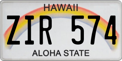 HI license plate ZIR574