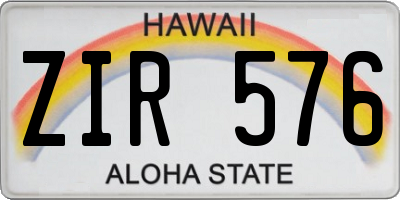HI license plate ZIR576
