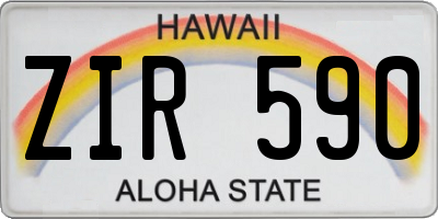 HI license plate ZIR590