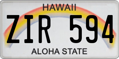 HI license plate ZIR594