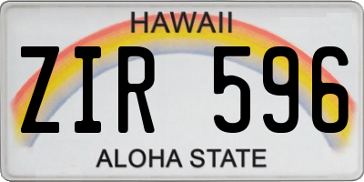 HI license plate ZIR596