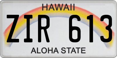 HI license plate ZIR613