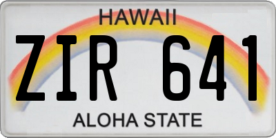 HI license plate ZIR641