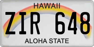 HI license plate ZIR648