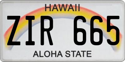HI license plate ZIR665