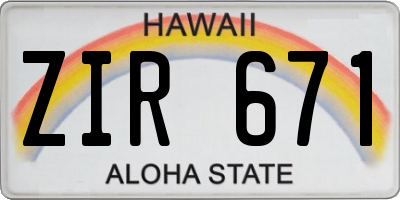 HI license plate ZIR671