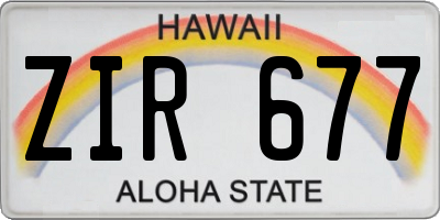 HI license plate ZIR677