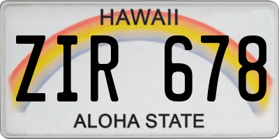 HI license plate ZIR678