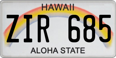 HI license plate ZIR685